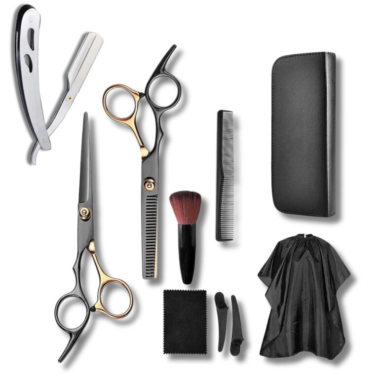 Kit Barbeiro Tesoura Profissional p/Cortar Cabelo 