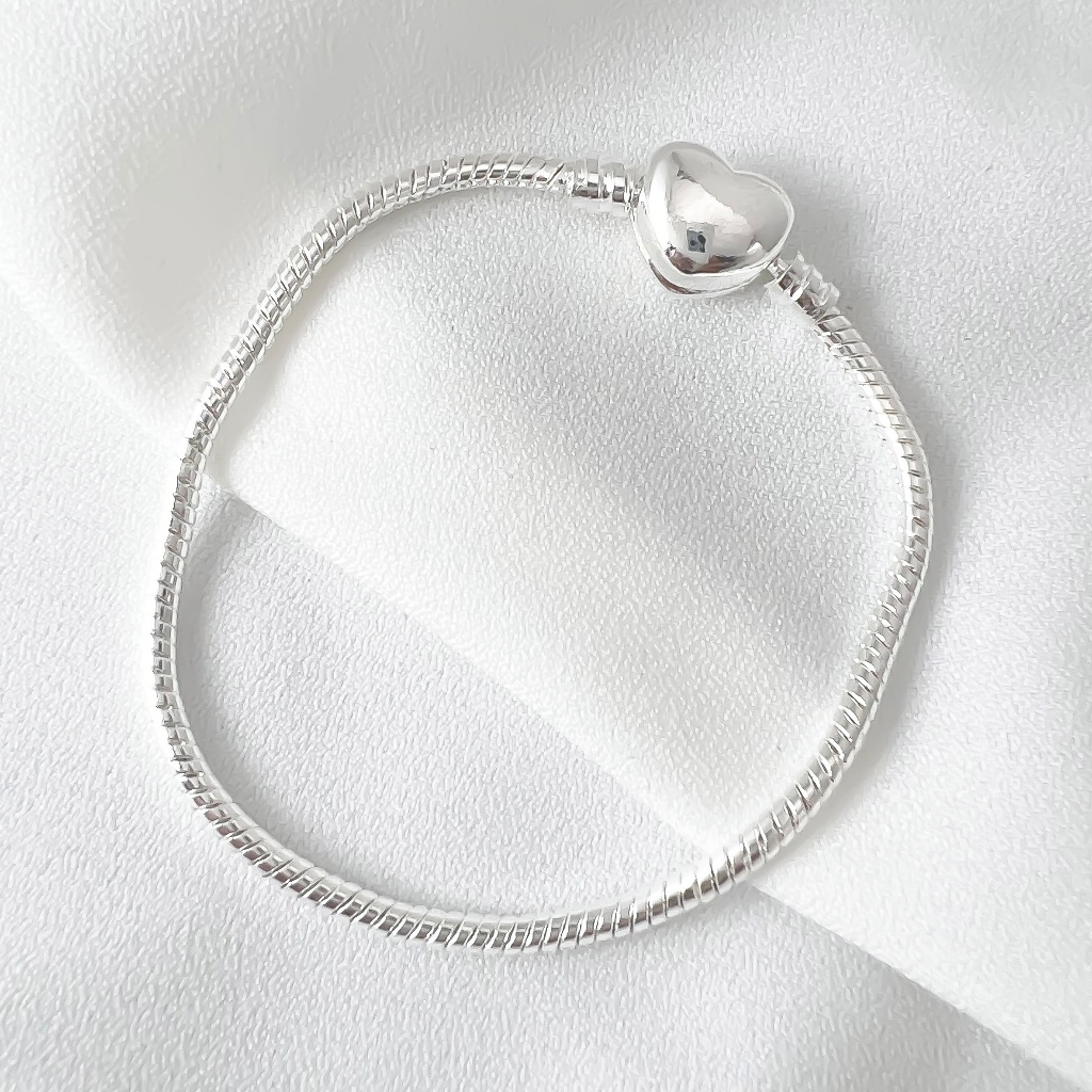Pulseira para berloques Coração a prata 925 feminina para charms berloqueira pulseira de pingentes