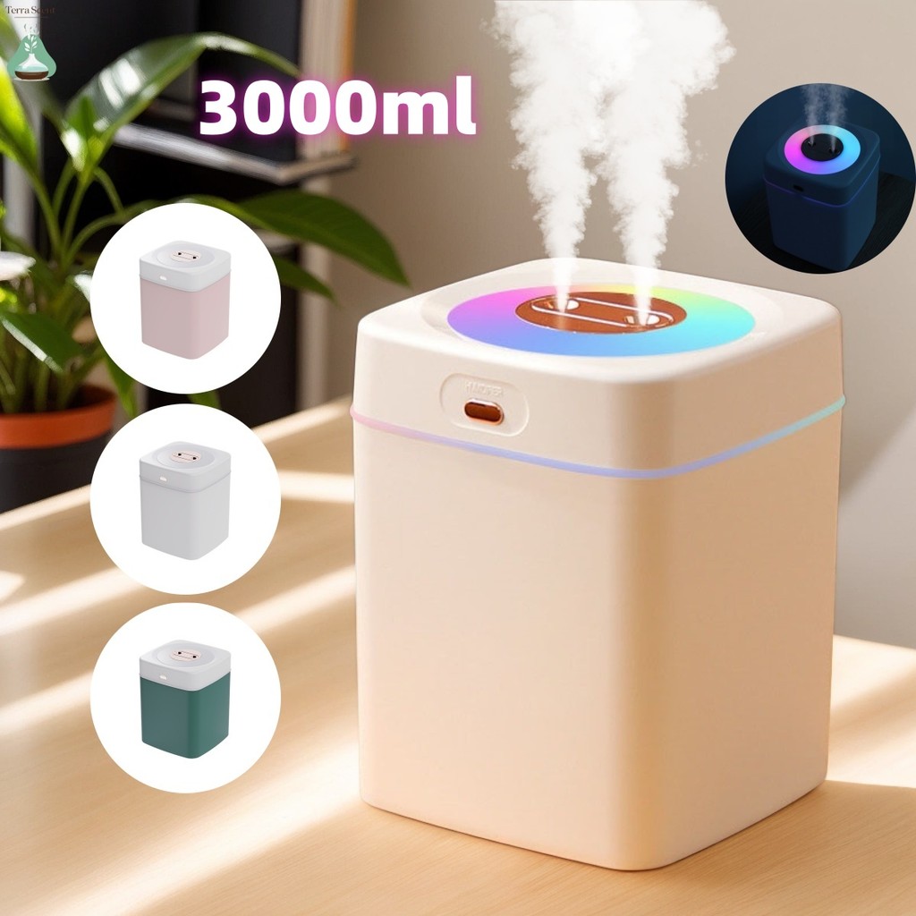 Umidificador Grande 2 Litros Com Saída Dupla Luzes LEDs Coloridas Silencioso e Neblinas Controláveis