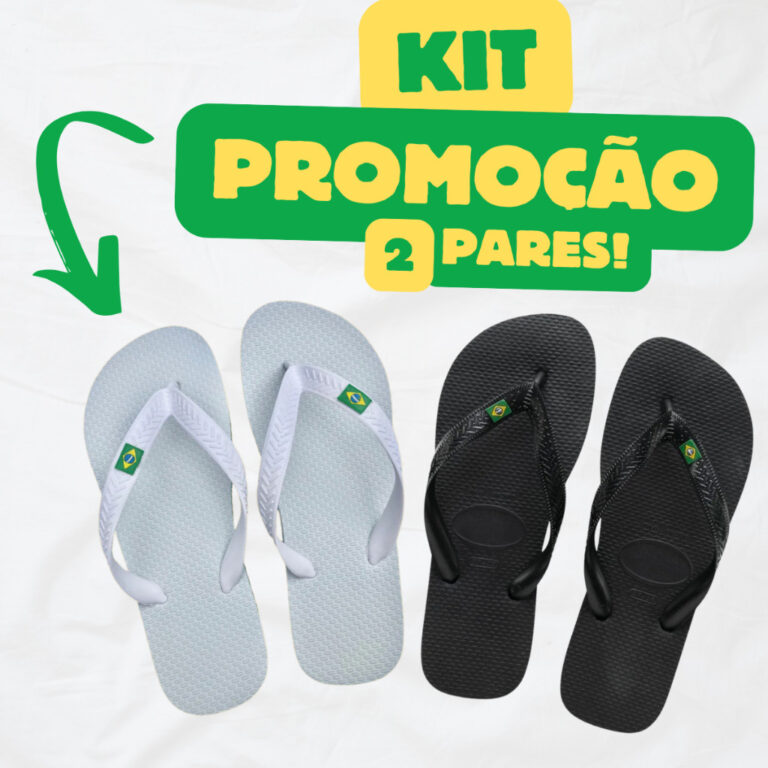 Kit 2 Pares Chinelo de Dedo Unissex Adulto e Infan