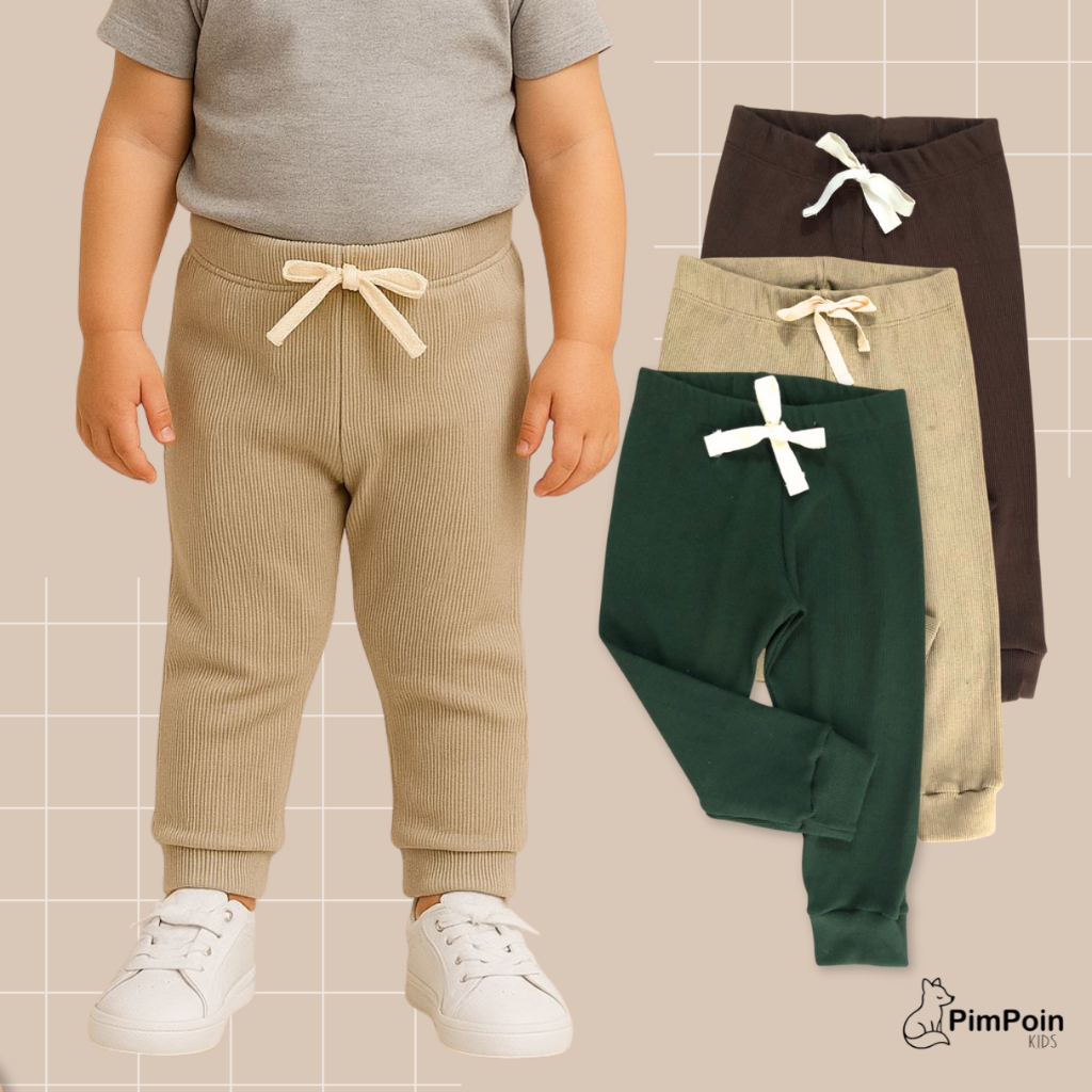 Calça Jogger Canelada Infantil |Unissex| Algodão Premium com elastano | P bebê ao 3 Anos