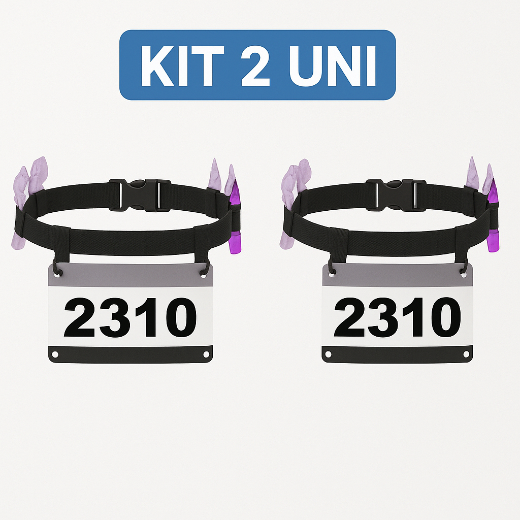 Kit 2 Unidades Cinto Porta Número Corrida, Triathlon e Ciclismo Suporte Gel Carbo,Ajustável