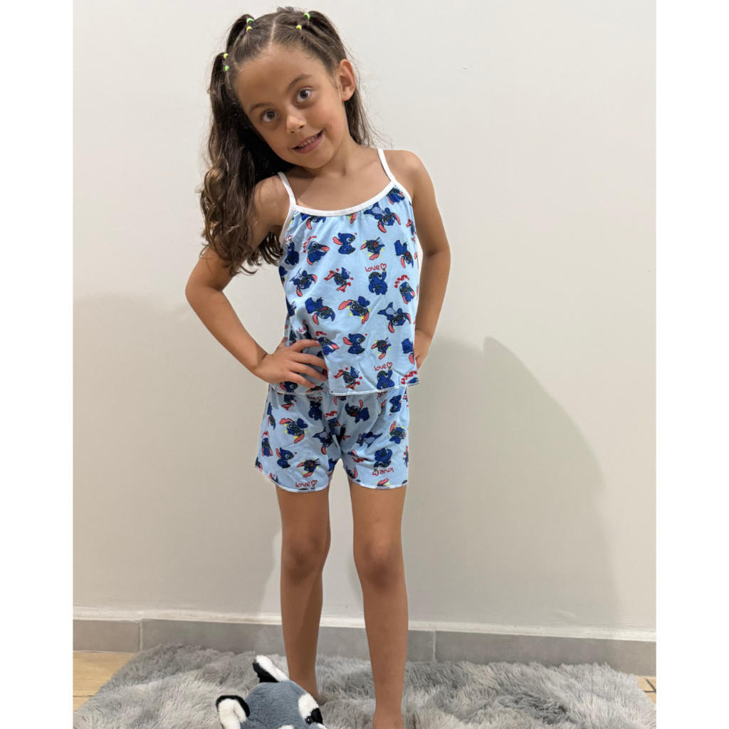 Kit Pijama Infantil Feminino  Short Doll Estampado para Menina