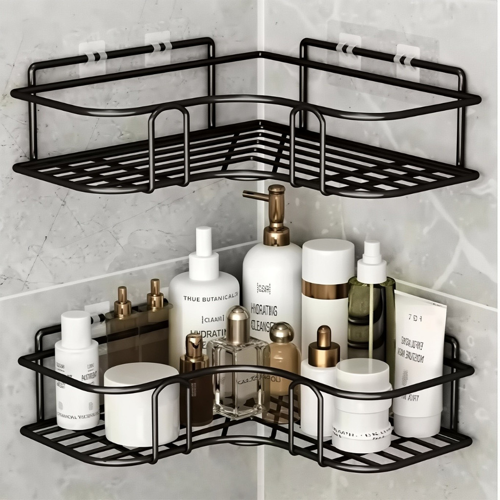 1/2/3/4 Suporte Organizador De Metal Rack De Parede Banheiro Cozinha Prateleiras Porta Shampoo TopEc
