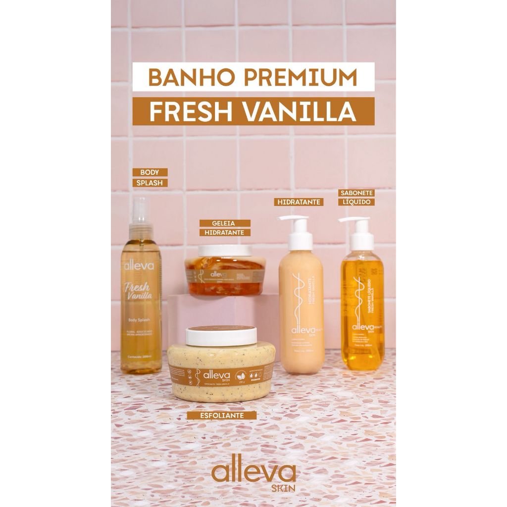 Linha de Limpeza Corporal  Alleva Beauty – Geleia Hidratante Body Splash Esfoliante