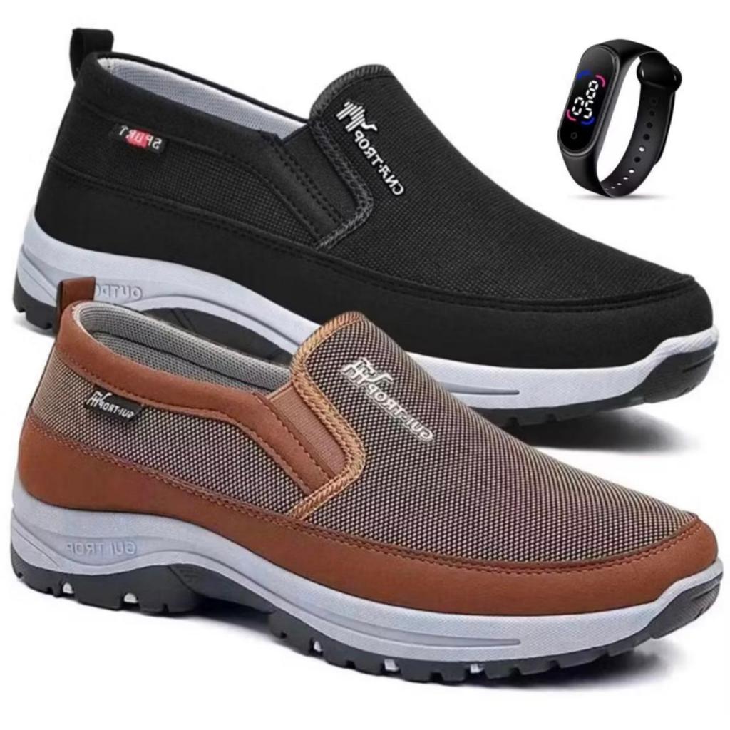 Kit 2 Pares De Tenis Sapatilha Mocasssin Masculino Ortopedico Adventure Com Solado Antiderrapante Ma