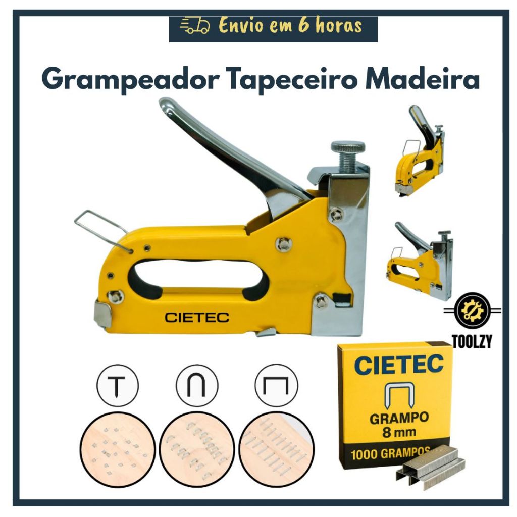 Grampeador Tapeceiro Madeira Estofado Profissional Tapeçaria Alta Pressão