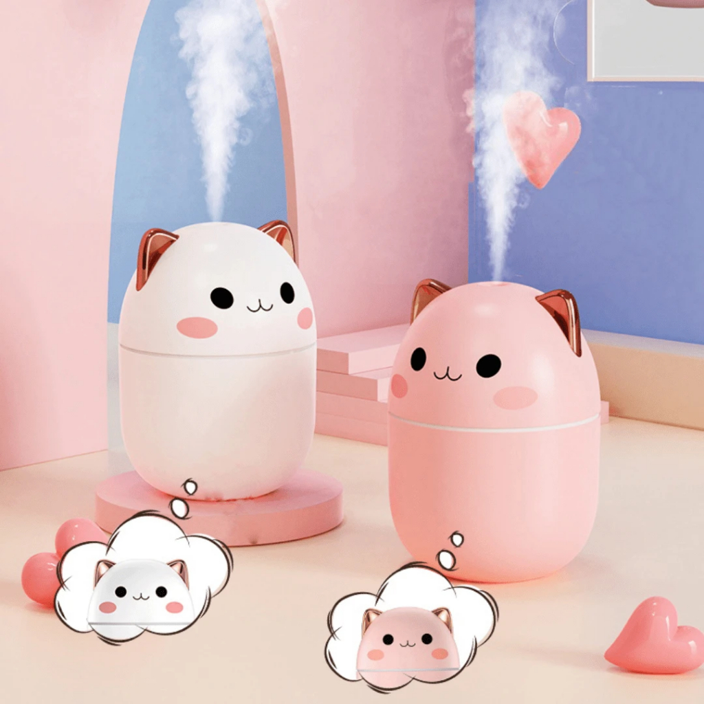 Umidificador De Ar De Gato Fofo Aromatizador Difusor Ambiente Purificador Ultrassônico Portátil