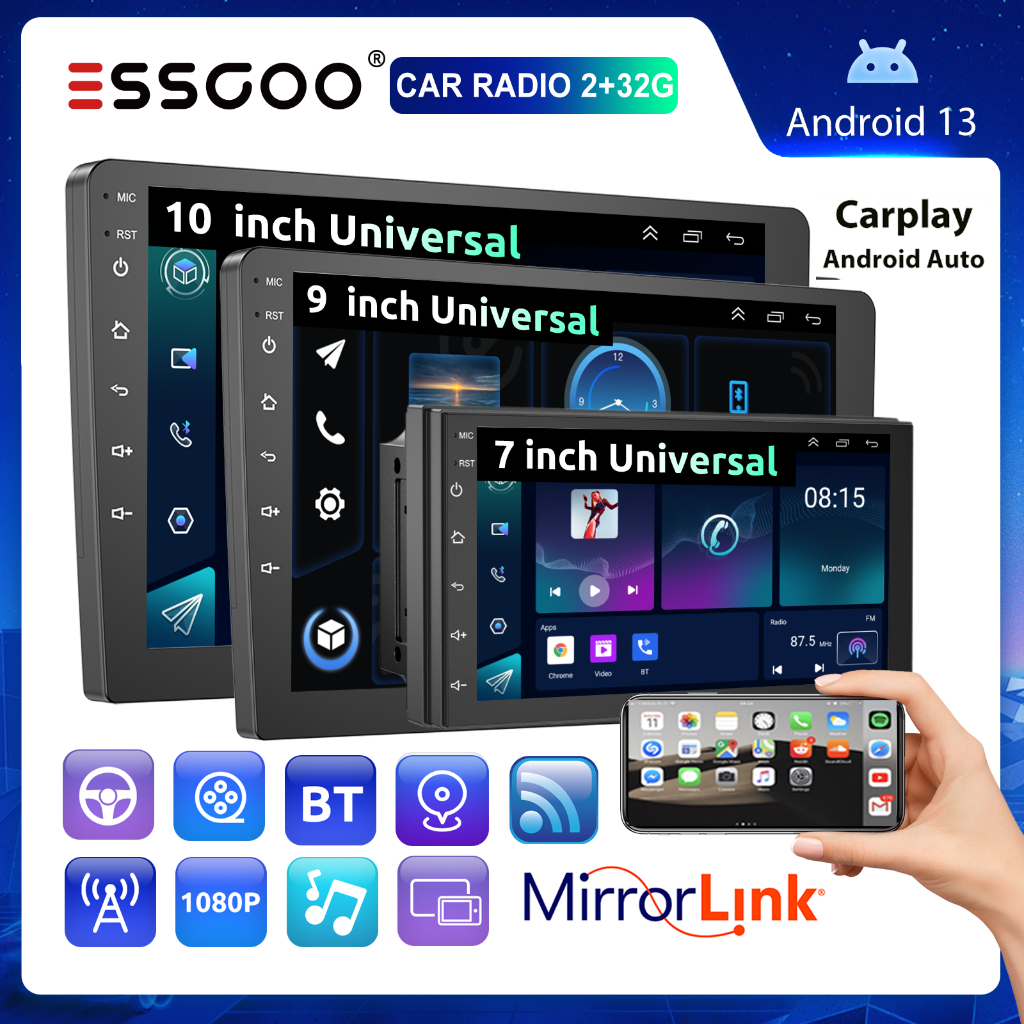 (Envio de São PauloESSGOO Carplay 2 Din Android Reprodutor De Carro 7  9  10  GPS Bluetooth FM Rádio