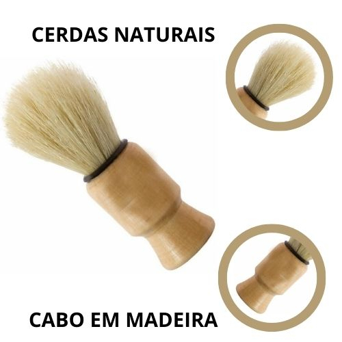 Pincel Para Barba Cerdas Macias Cabo Madeira Retro