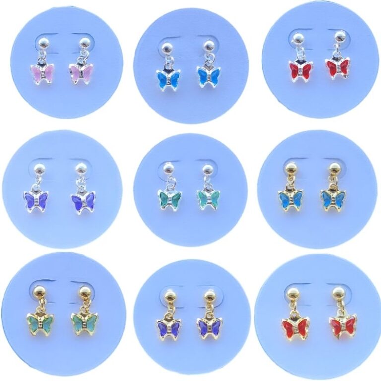 Brinco borboleta delicado infantil hipoalergênico