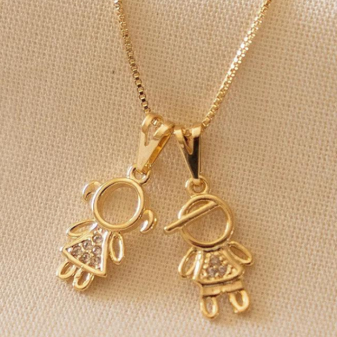 Colar Filhos Menino Menina Corrente Veneziana 45cm