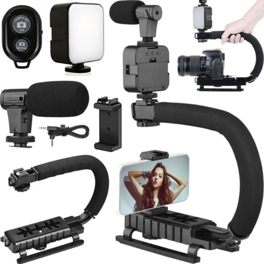 Estabilizador Para Câmera Dslr Celular iPhone Luz Microfone