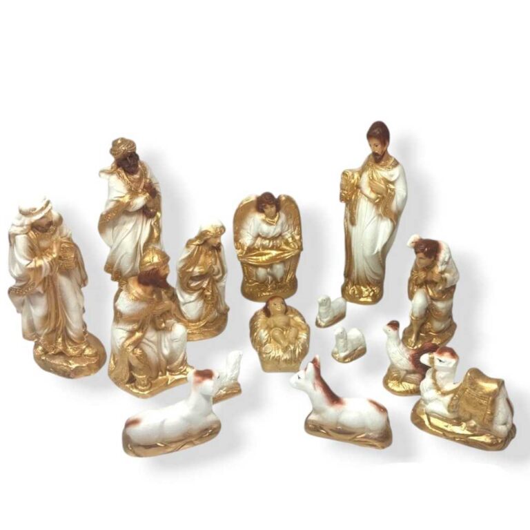 Presépio De Natal Completo Gesso C/ Pó Mármore 