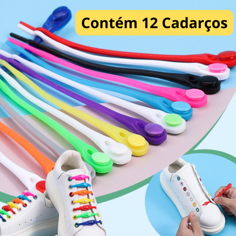 Kit 12 Cadarços de Silicone Colorido Tênis Elás
