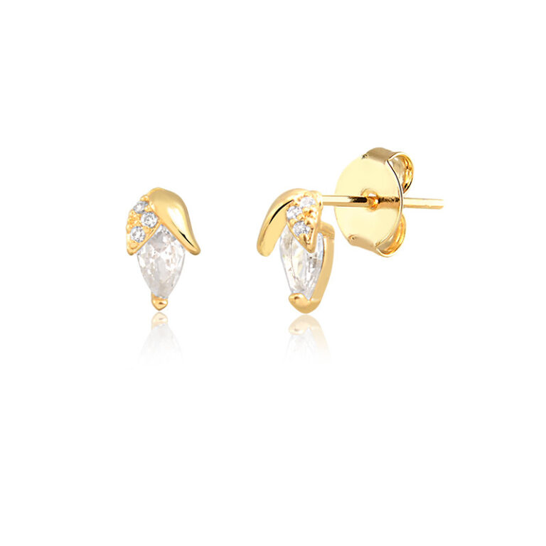 Brinco Pequeno Infantil Milho Detalhe Pedrinhas