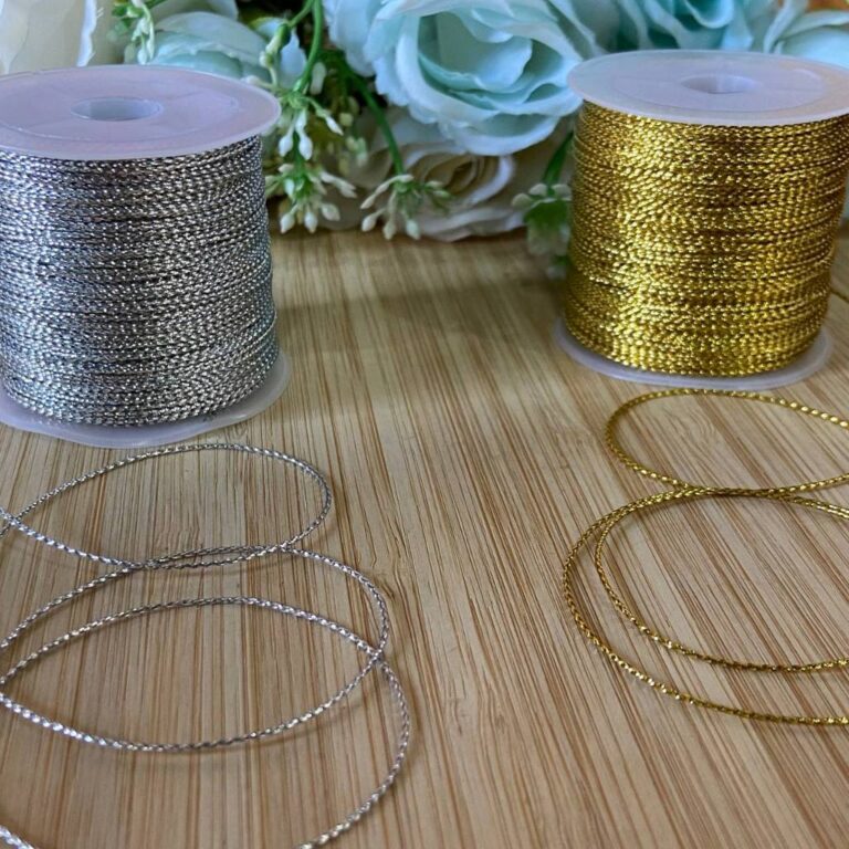 Cordão metalizado dourado ou prata 1.0mm com 50 m