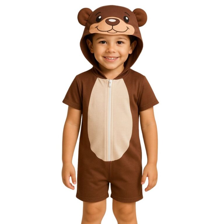 Pijama Infantil Macacão Kigurumi Fantasia Urso Cu