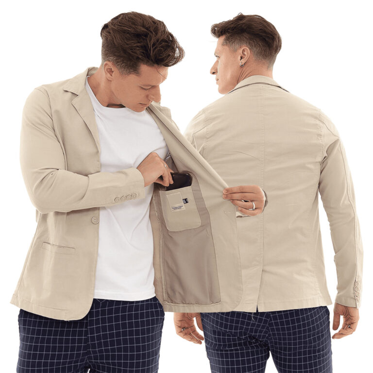 Blazer Masculino Areia Bege Sarja Esporte Fino Sli