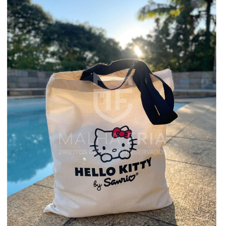 Bolsa Sacola Ecobag Algodão Cru hello kitty
