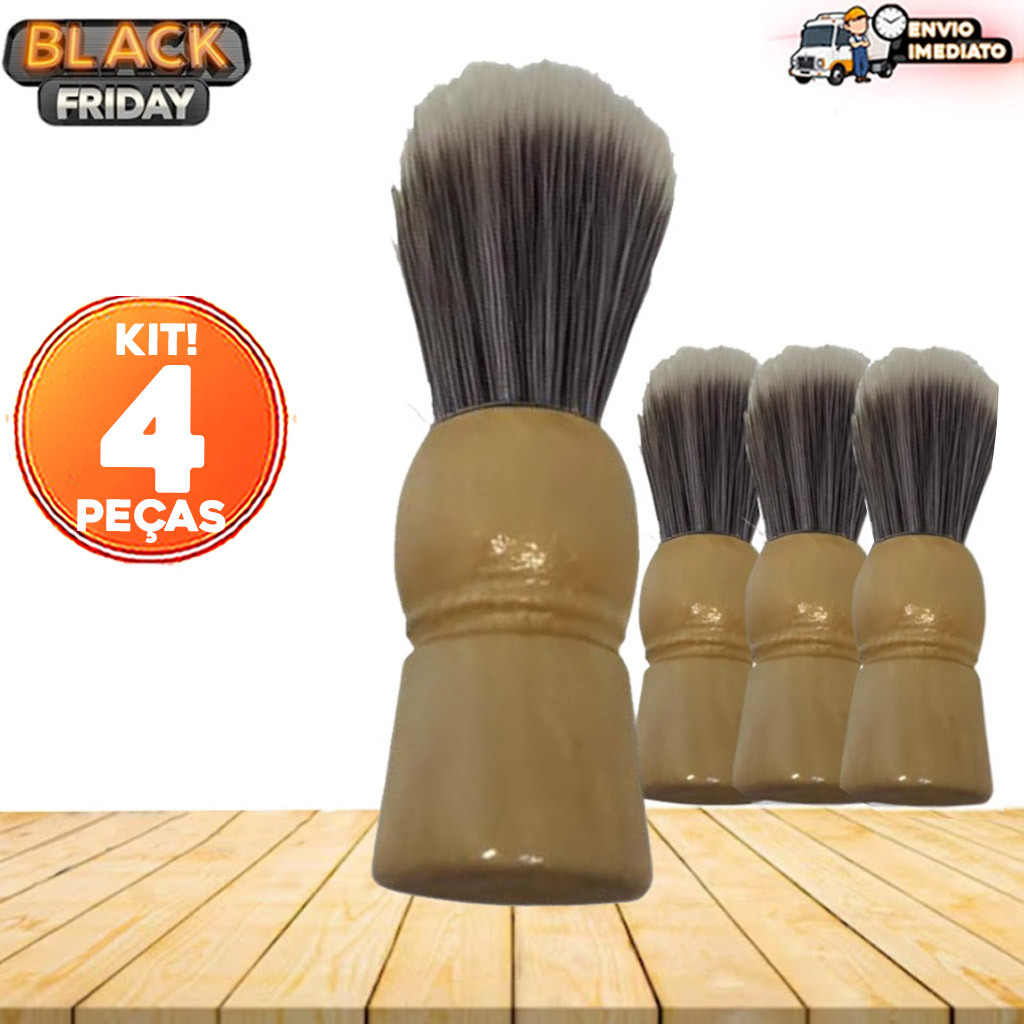 Kit 4 Pincéis de Barbear Profissional  Aplicador de Espuma Lavável e Macio para Uso Doméstico ou Pro