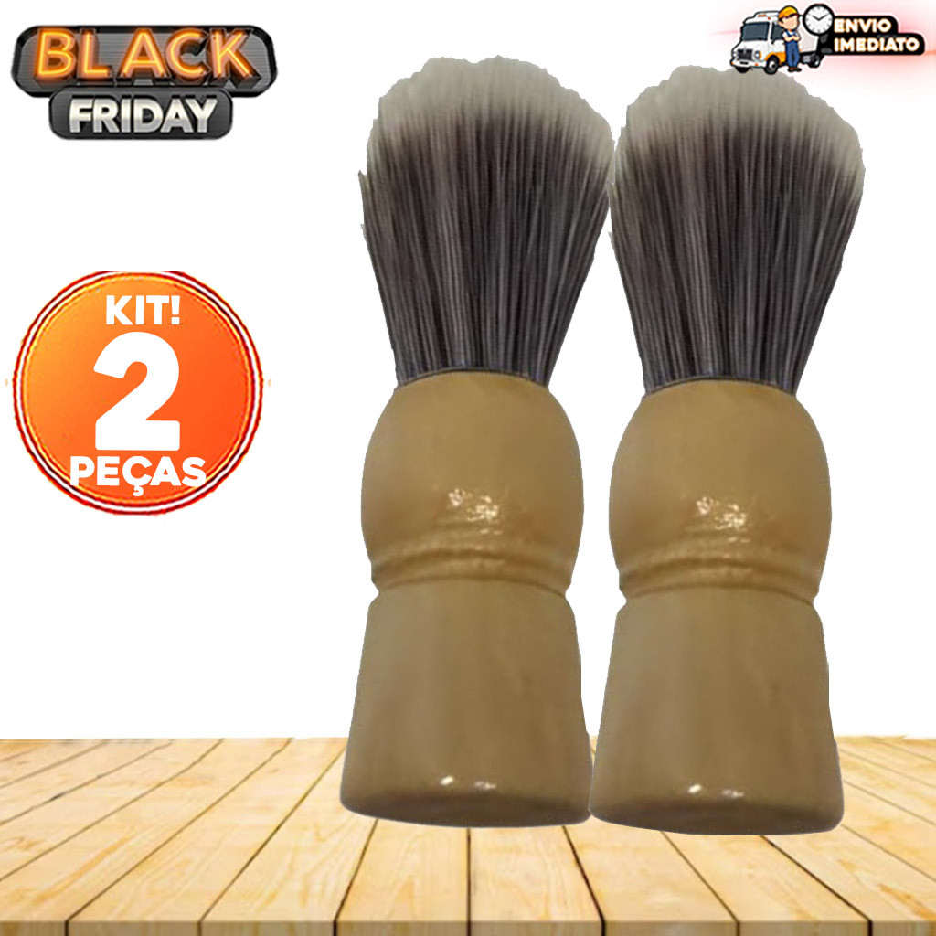 Kit 2 Pincéis de Barbear Profissional  Aplicador de Espuma Lavável e Macio para Uso Doméstico