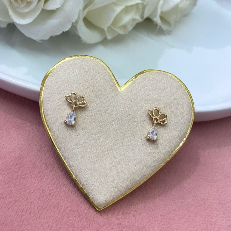 Brinco Infantil Cristal Tarraxa Baby Banhado a Our