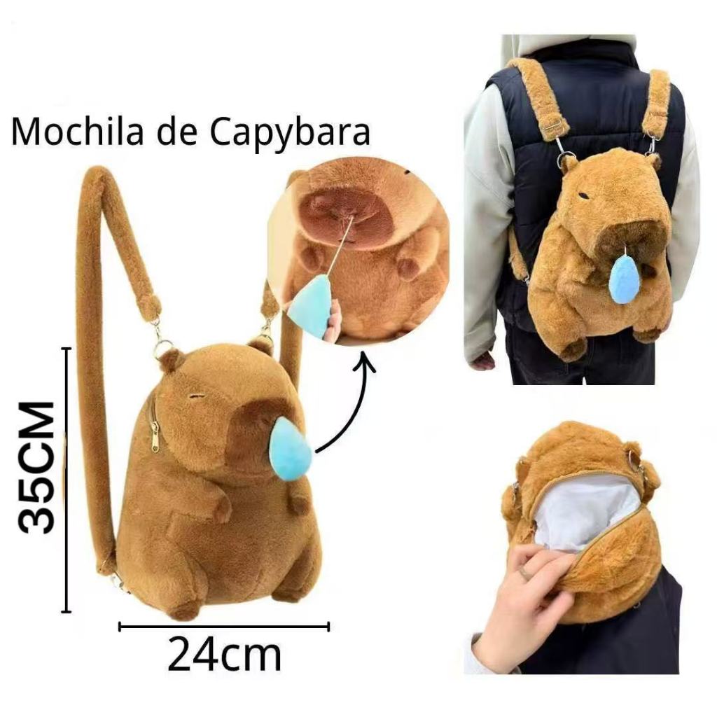 Mochila De Capivara com Formato de Pelúcia Fofa e Macia Kawaii