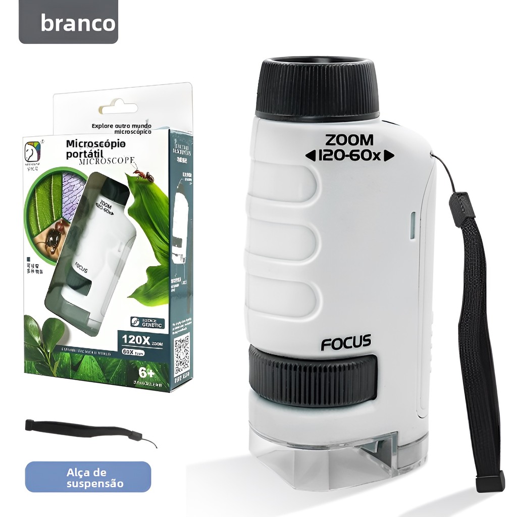 Microscópio portátil brinquedo HD equipamento óptico estudantes do ensino fundamental ao ar livre