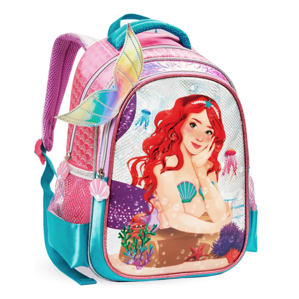 Mochila Denlex Escolar Infantil Feminina Costa Sereia Ariel 2025