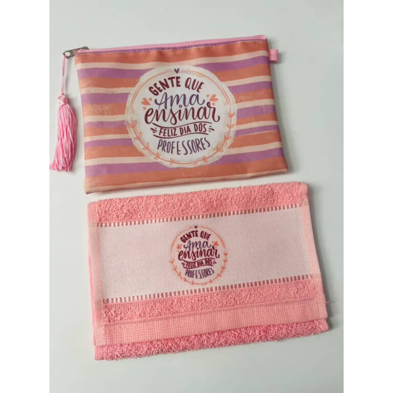kit necessaire e toalhinha de mão feliz dia dos p