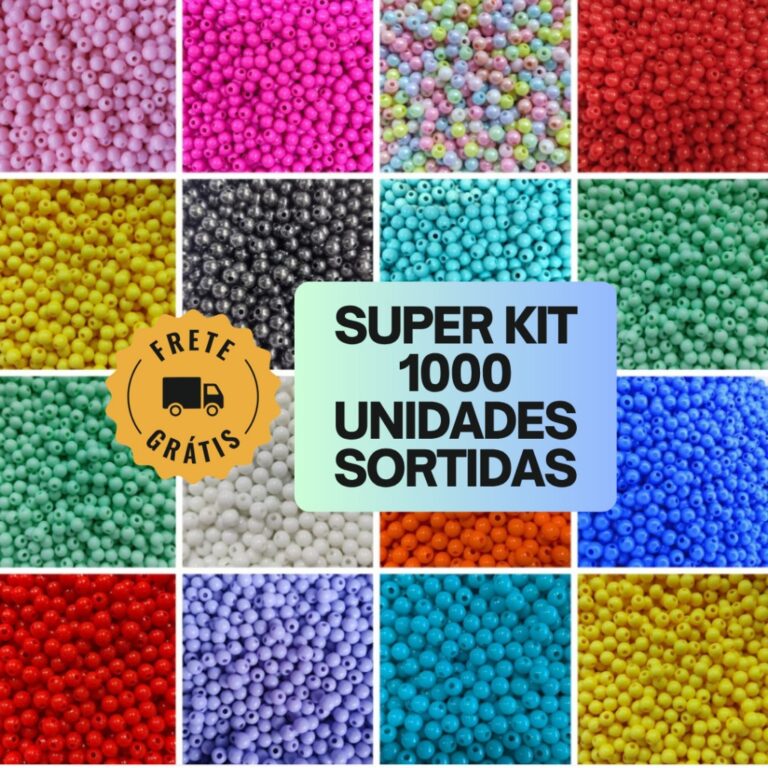 Kit Miçangas Coloridas 1000 Unidades – 10 P