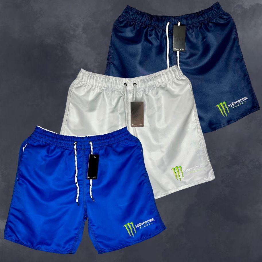 Kit 3 Bermudas Mauricinho Masculino MONSTER, Ideal Para Treino, Academia, Corrida