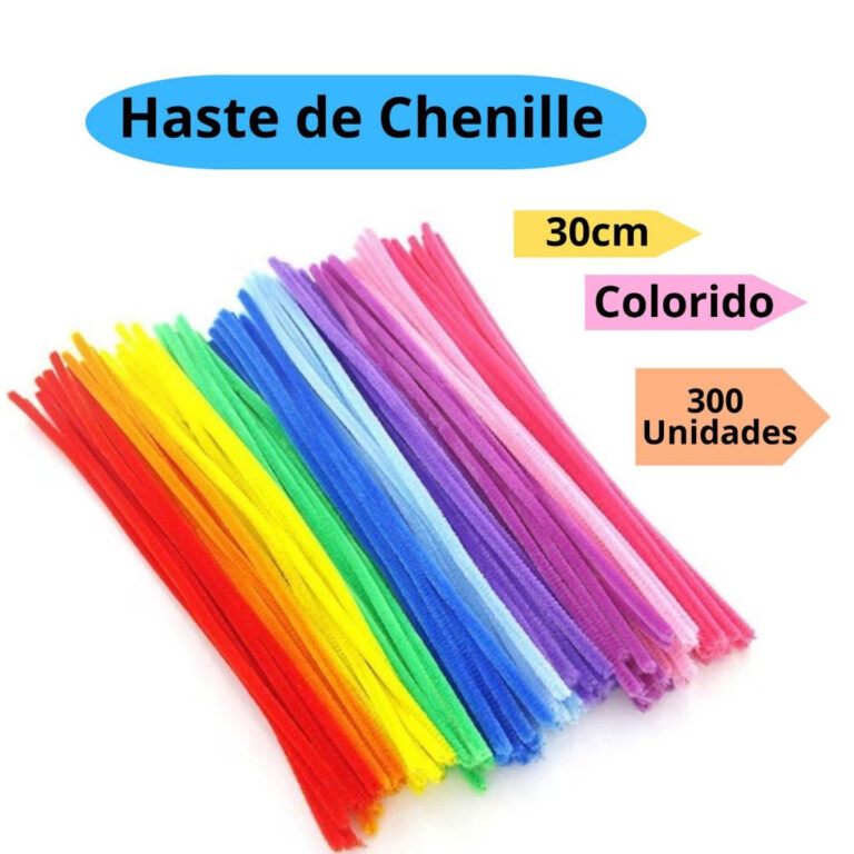 Haste de Chenille 30cm 100/200/300 Unidades para A