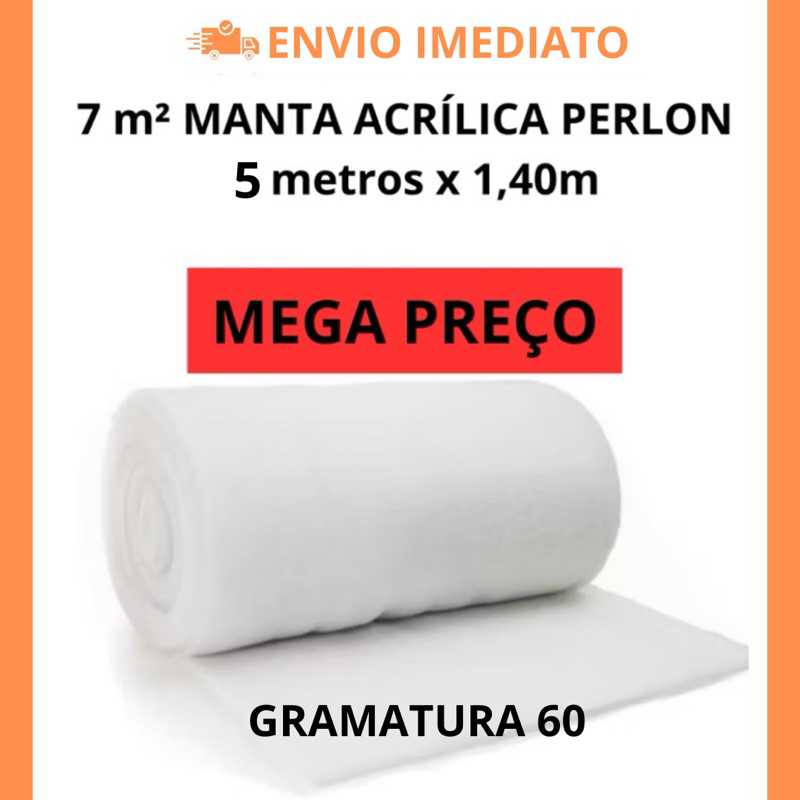 Kit com 7m² Manta Acrílica Perlon para Filtros de Aquários e Lagos – Tamanho 5m x 1,40m
