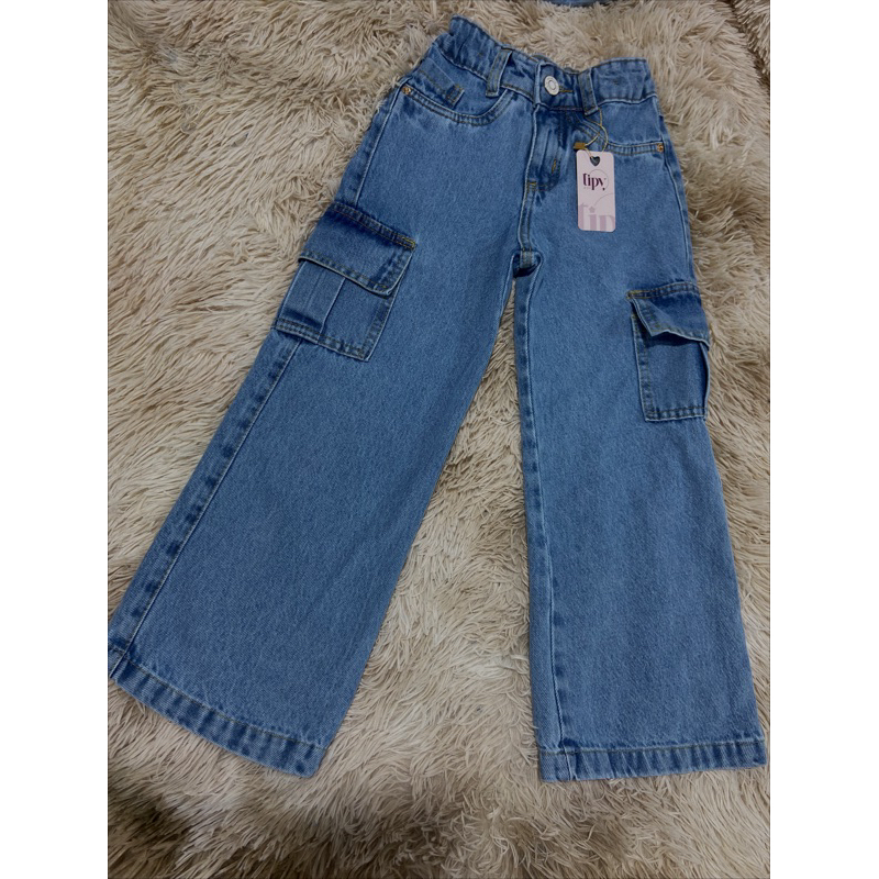 Calça cargo , wide legue jeans infantil e juvenil .