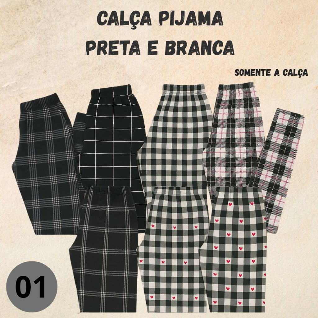 CALÇA XADREZ PIJAMA TECIDO FINO POLIÉSTER FINO PARA DORMIR