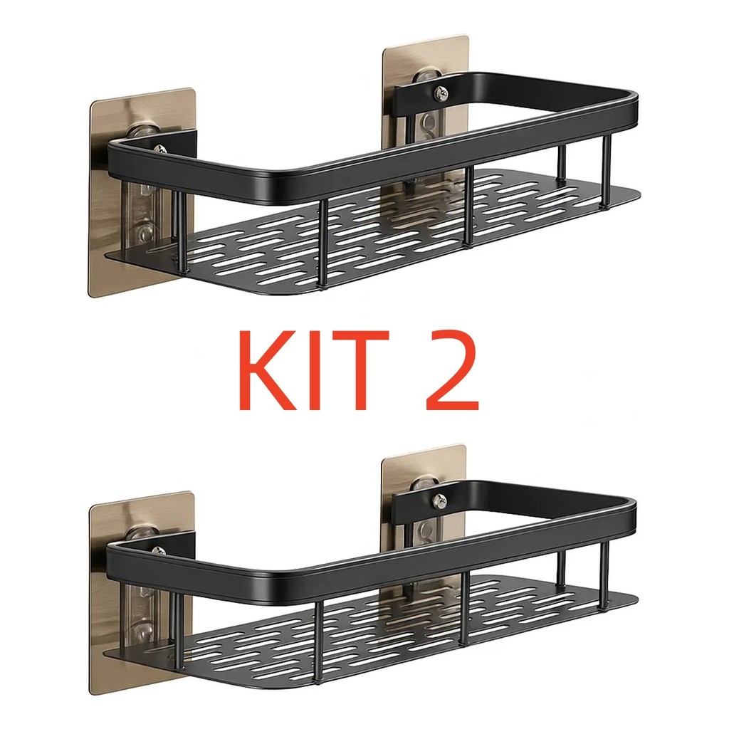 KIT 2 Suporte para Shampoo Prateleira De Banheiro De Liga De Alumínio, Organizador De Armazenamento