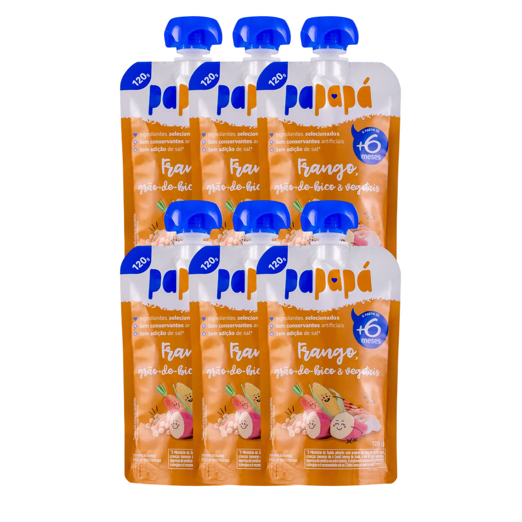 KIT C/6 Papinha Frango, Grão de Bico e Vegetais Papapá 100g