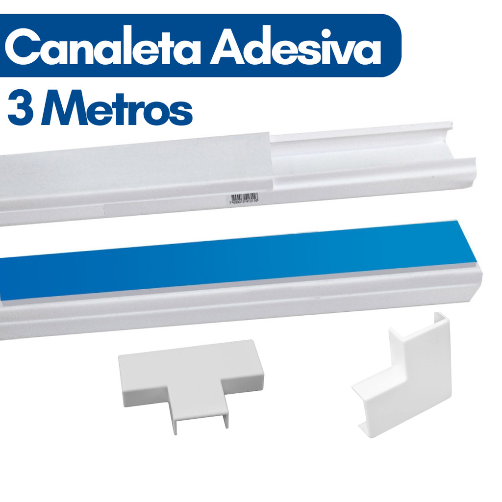 Canaleta Fio Organizador de Fios Cabo Metro Canaleta PVC Adesiva Esconde Fio Conector Emenda