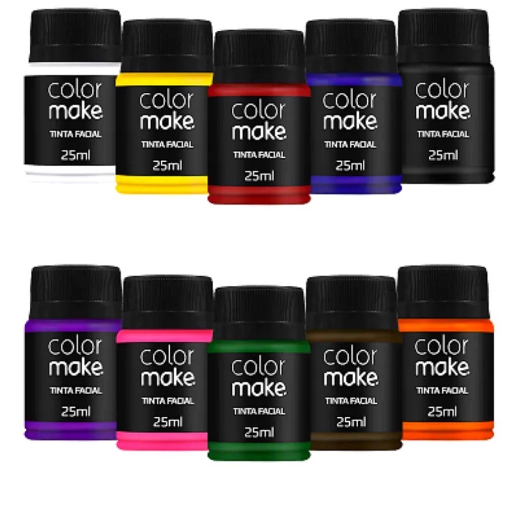 Kit 4 Tintas, 3 tintas ou 2 tintas Facial 35ml Colormake (Todas as Cores) – Maquiagem Artística