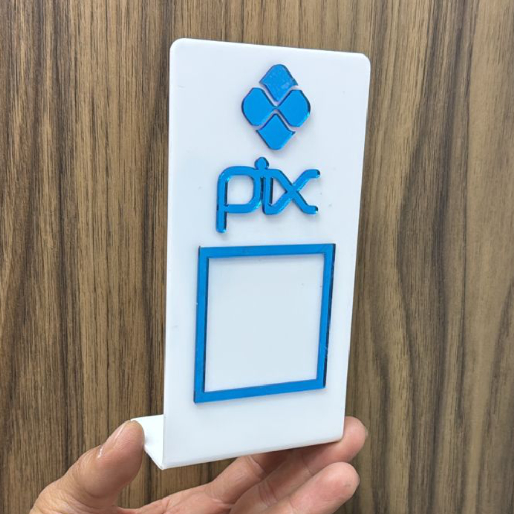Placa Acrílico Pix QR Code  Display Mesa e Balcão para Pagamento