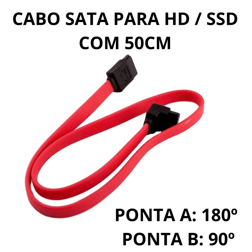 Cabo de Dados SATA 50cm Conexão Rápida e Estável para HD e SSD PC
