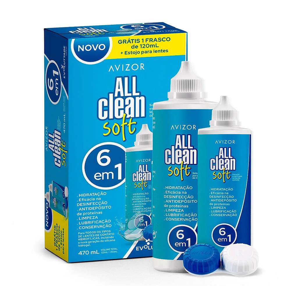 All Clean Soft 6 em 1 kit Solução Para Lentes 350ml + 120ml