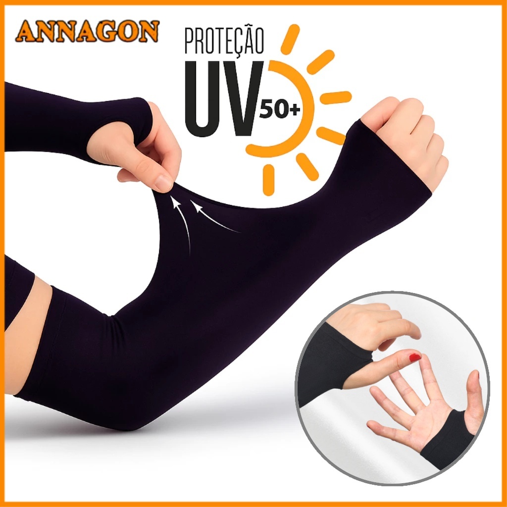 3/2/1 Pares Manguito Proteção Solar UV Fina Braço Seda Masculina Feminina Respirável 35cm