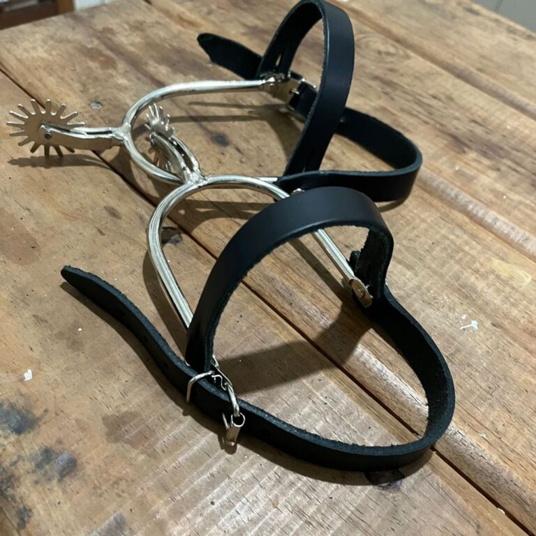 Kit Espora para Cavalo com Correia de Couro Macia 