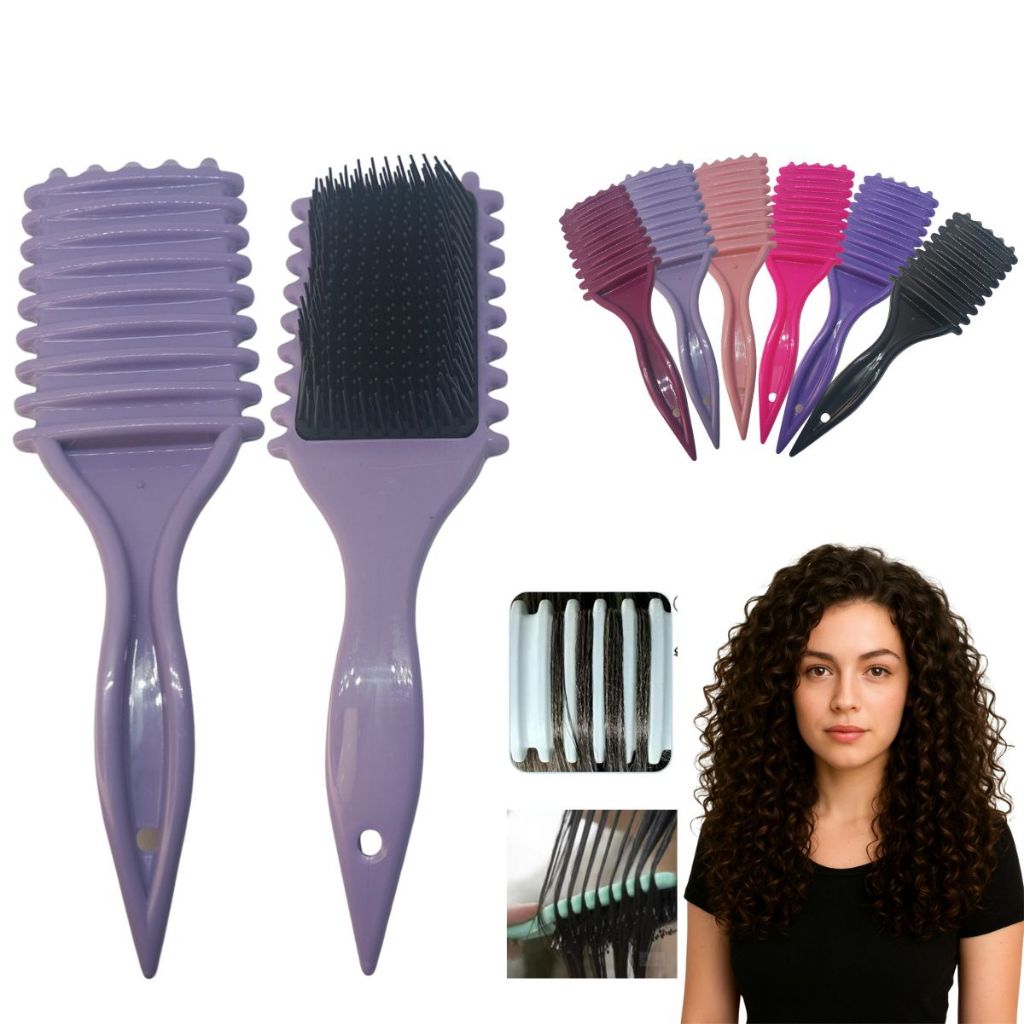 Escova Para Cachos Definidos  Com frisos Para Fitagens e Modulações Sem Frizz Com Longa Duração
