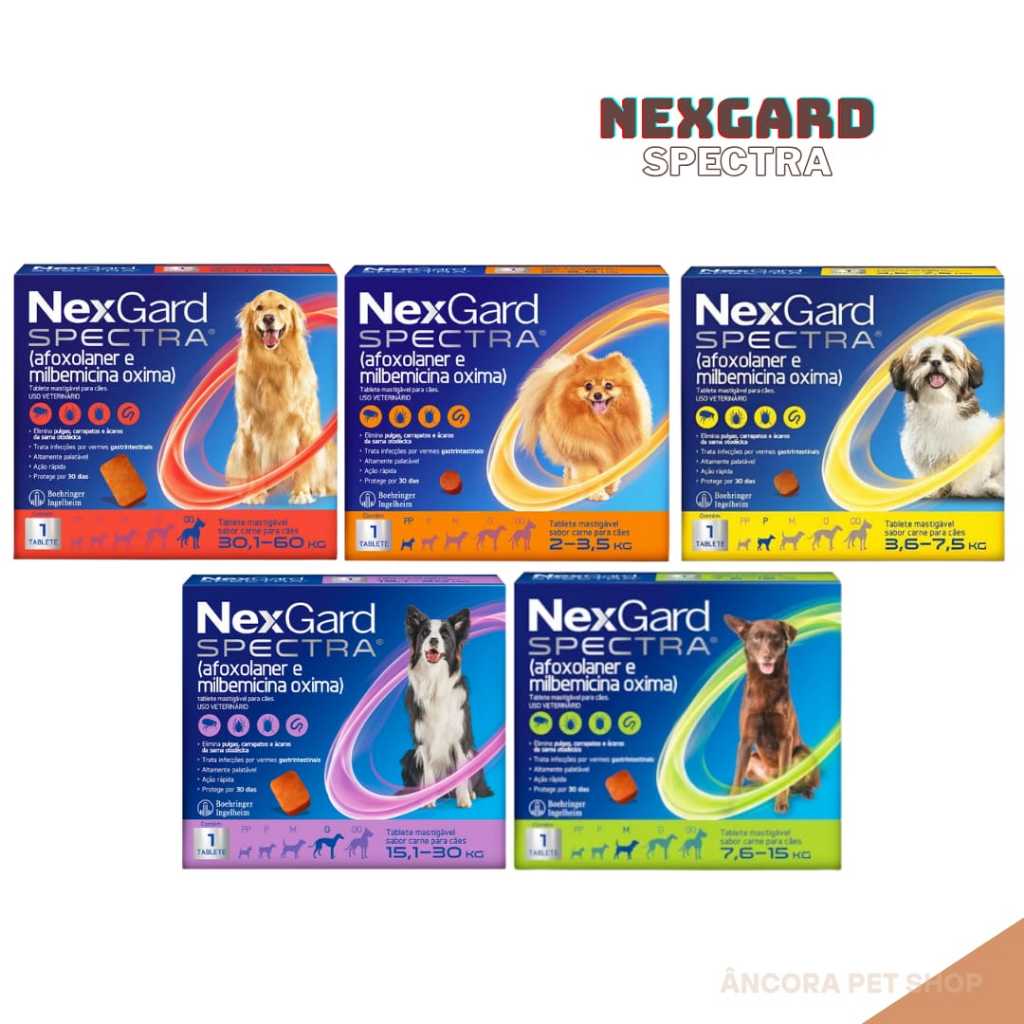NexGard Spectra Cães Antipulgas e Vermífugo – 1 Tablete