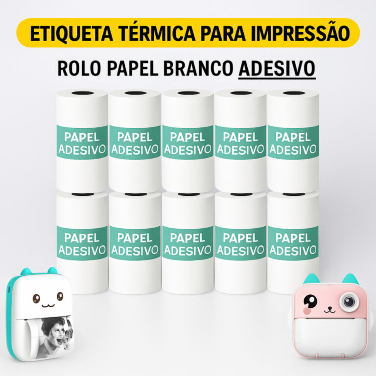 Kit Bobina Etiqueta Adesiva Continua Térmica Para