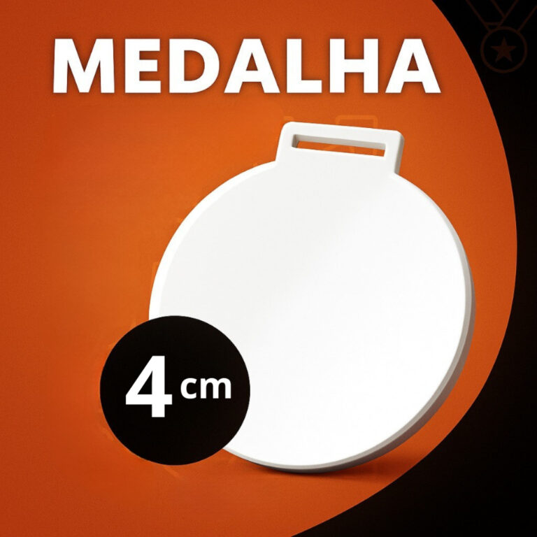 Kit 100 Medalhas Redonda Acrílico Cristal Lisa Pe